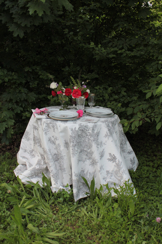 Tablecloth Toile de Jouy Antracite