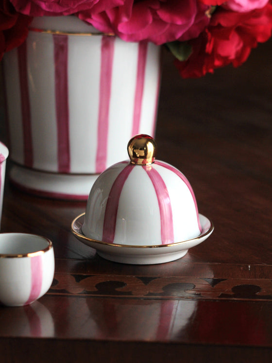 Striped Rosa Butter Dish