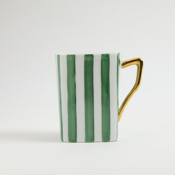 English green striped mug