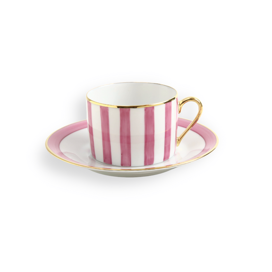 Striped Pink Cup and saucer
