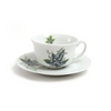 Taza de té con lazo verde de lirio de los valles