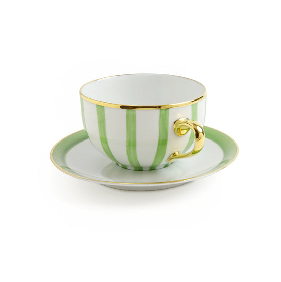 Green Striped Cup and saucer