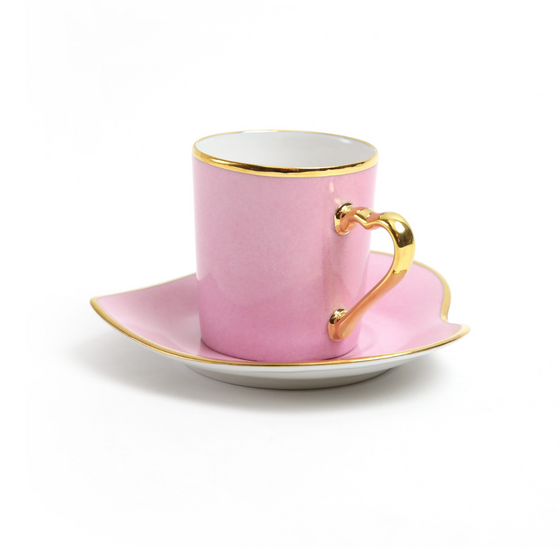 Limoges Pink Heart Coffee Cup
