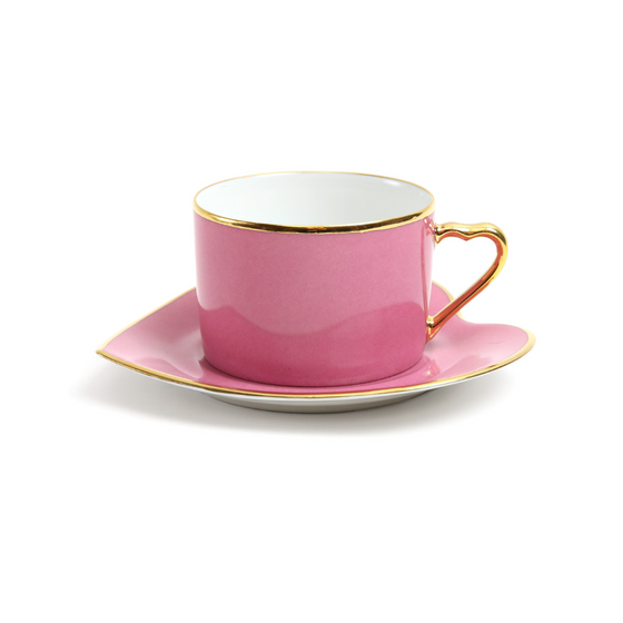 Xícara de Chá Limoges Coração Rosa