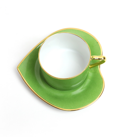 Taza de té corazón verde de Limoges